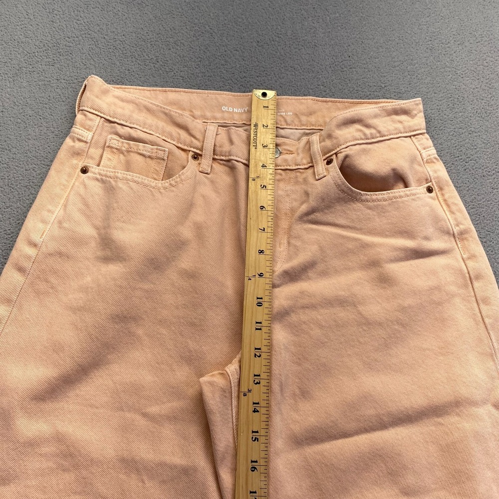 Old Navy Mid Rise Baggy Wide Leg Jeans Womens Size 8 Peach Denim Pockets - Picture 4 of 14